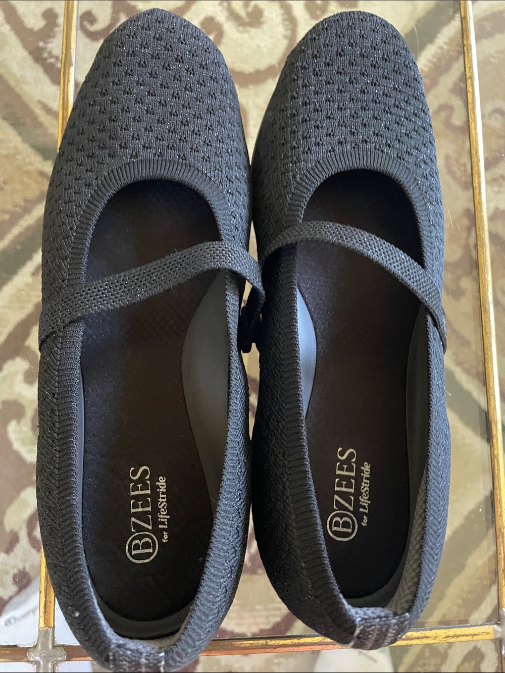 Bzees Black Knit Mary Jane Slip-On Flats Size 8 Fit a size 7.5